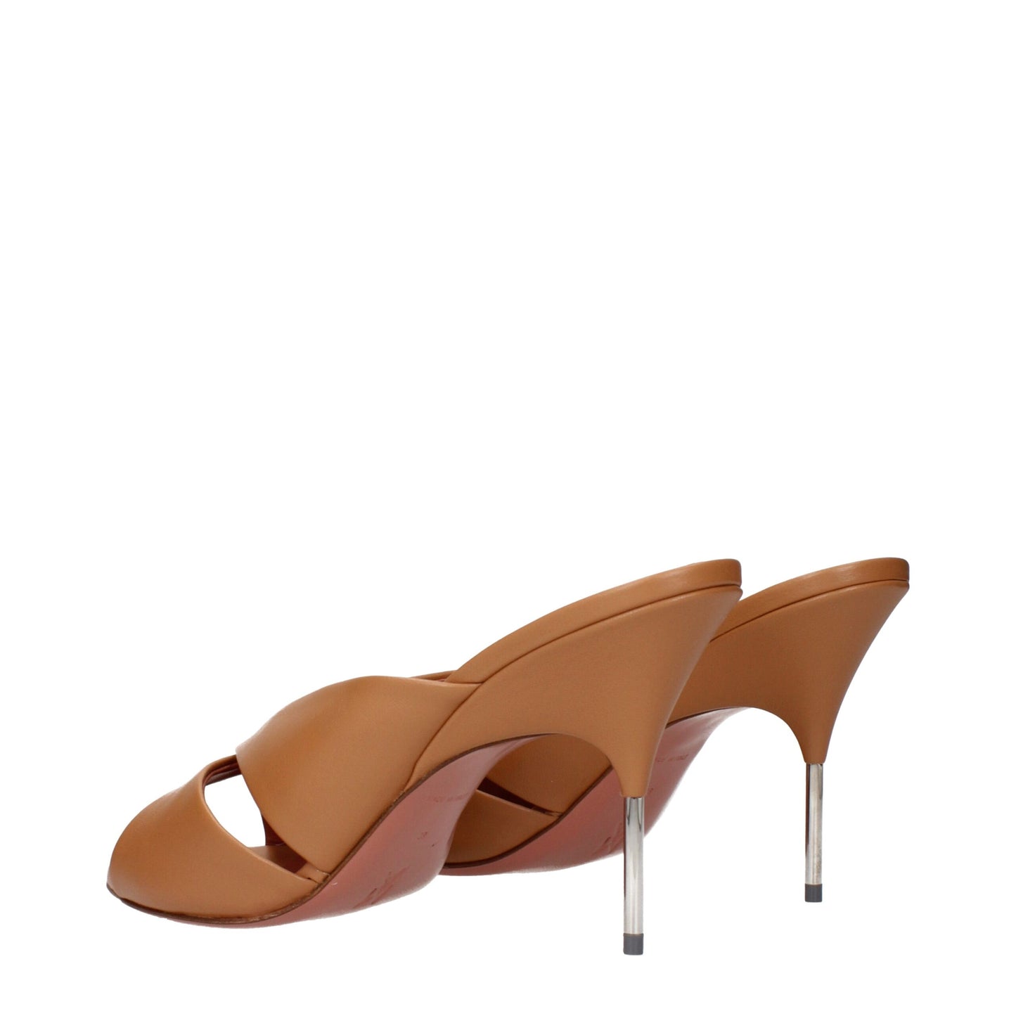 Brown Leather Stiletto Heels Sandals
