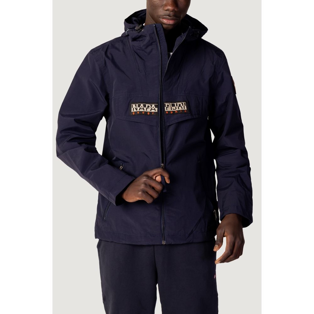 Blue Polyester Jackets & Coat