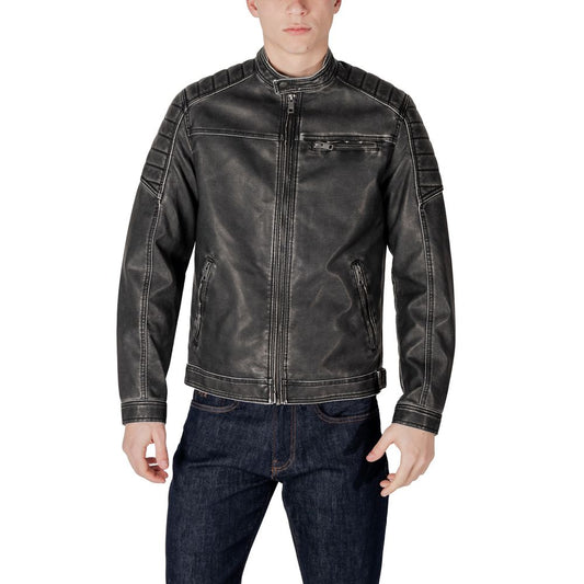 Black Polyester Jackets & Coat