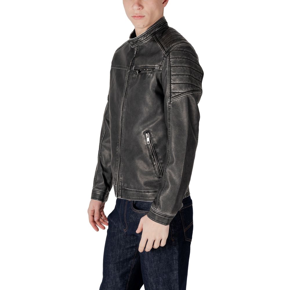 Black Polyester Jackets & Coat