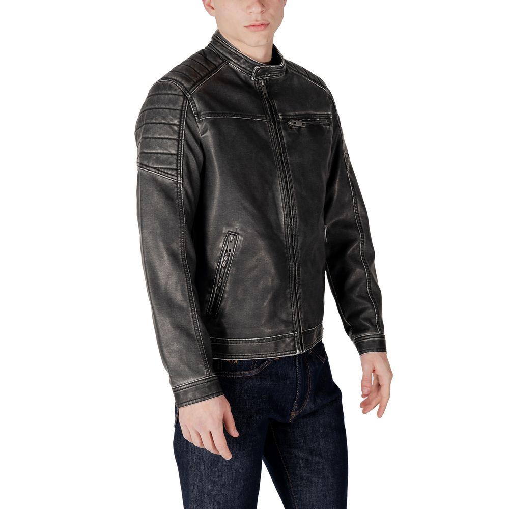 Black Polyester Jackets & Coat