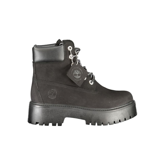 Black Leather Women Boot