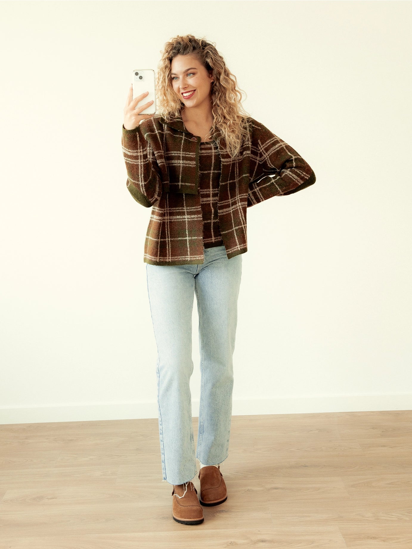 Leder-Clog Galbano“ Veloursleder Mandel