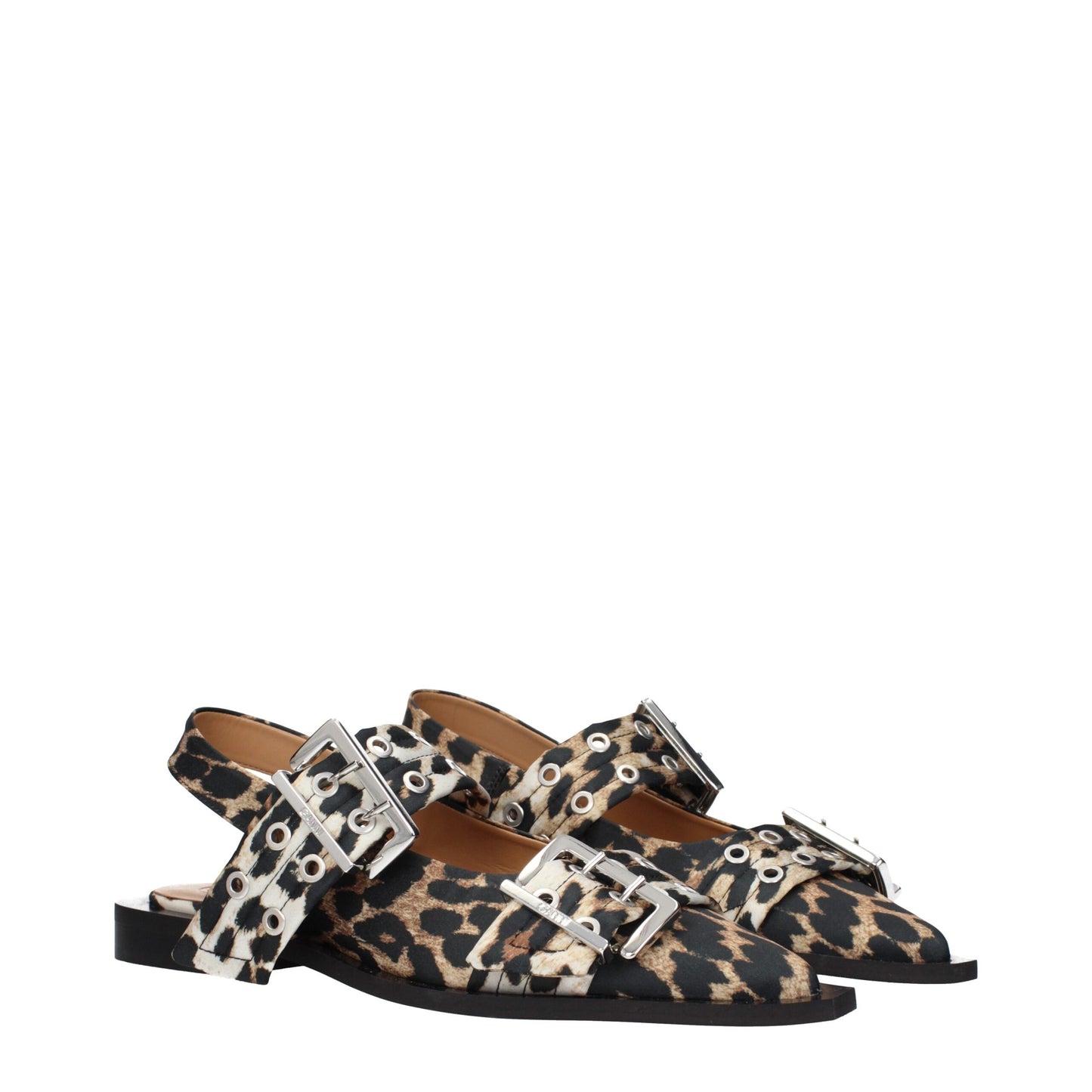 Brown Fabric Flat Sandals