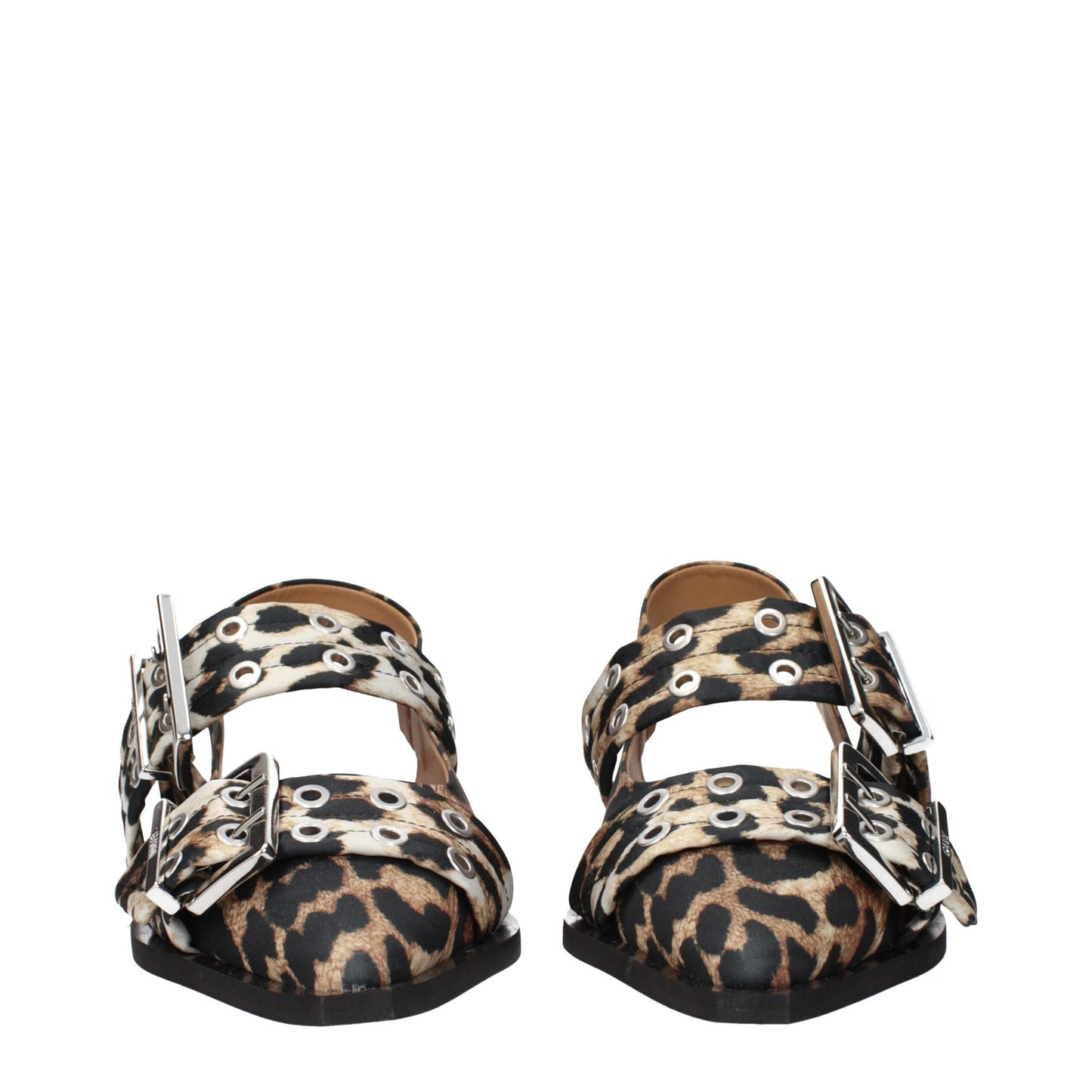 Brown Fabric Flat Sandals