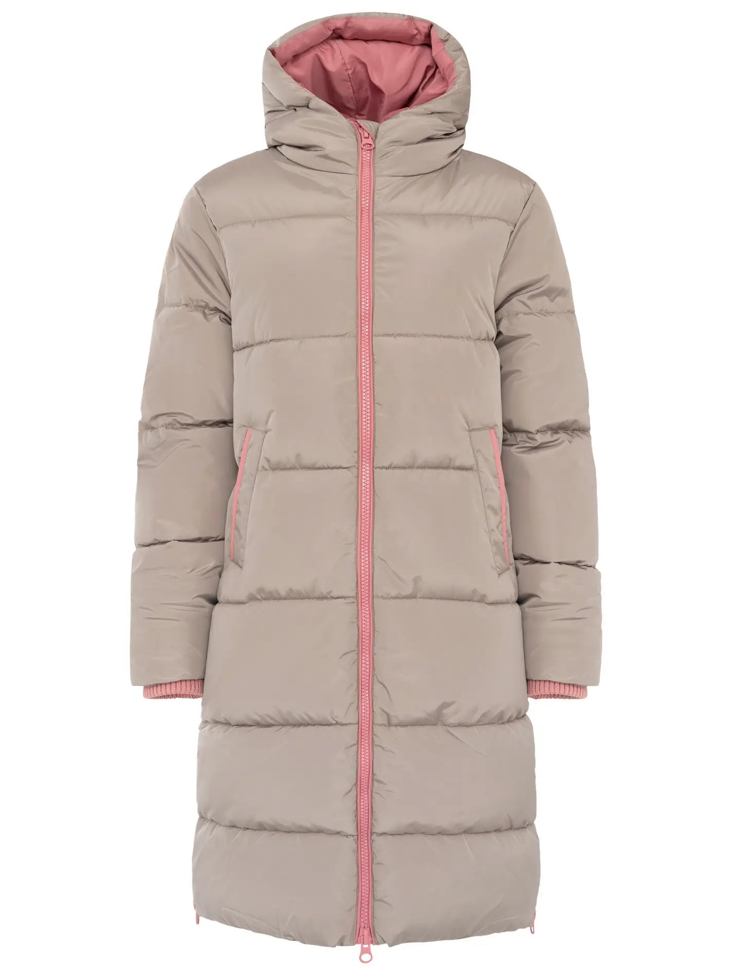 Langer Steppmantel "Cozy" Taupe