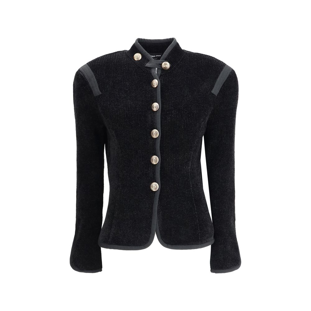 Silk Blazer with decorative metal shank buttons