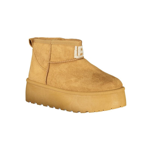 Brown Polyester Women Boot