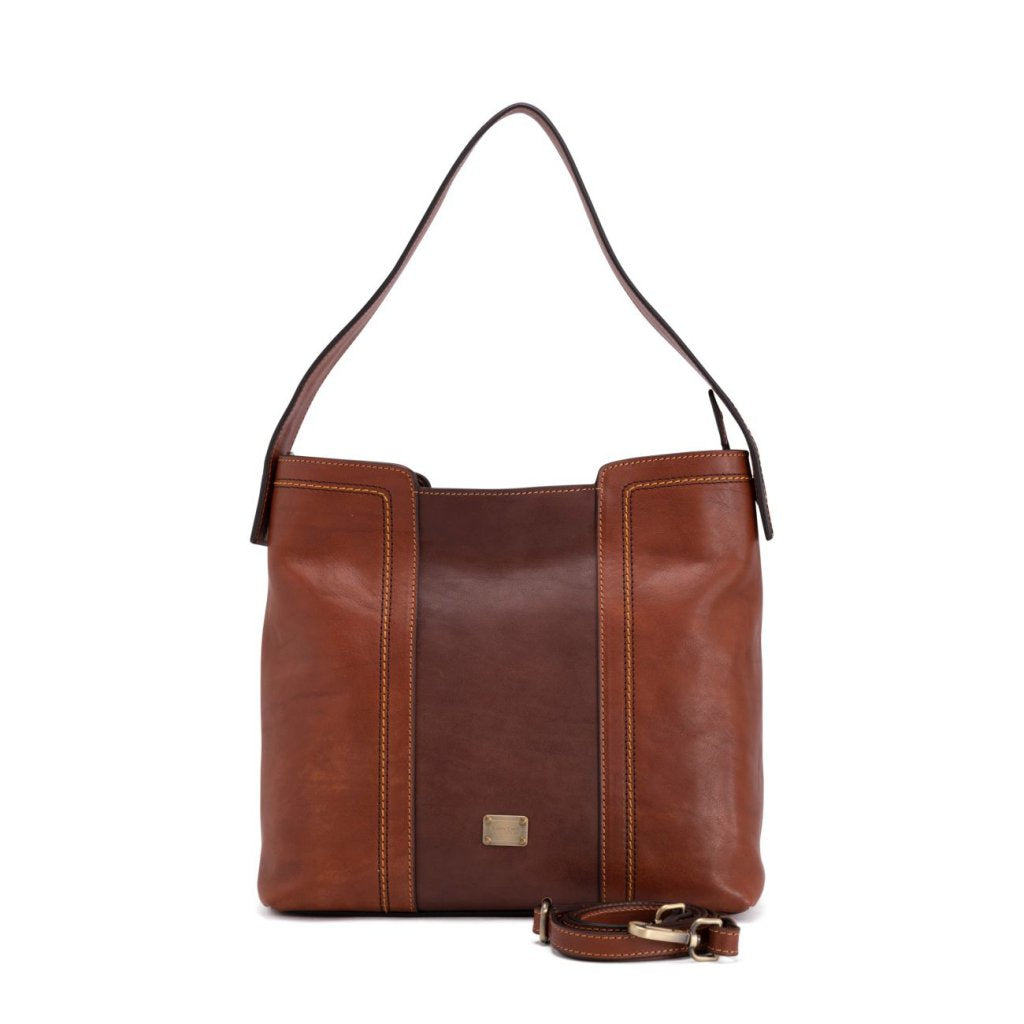 GC Schultertasche Leder Cognac