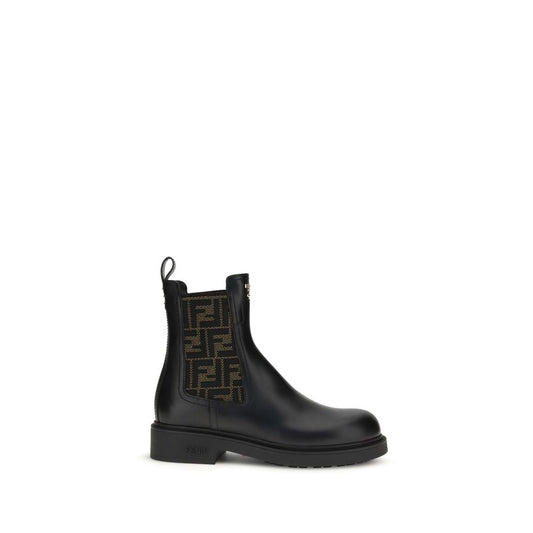 FF leather and fabric Ankle Boots