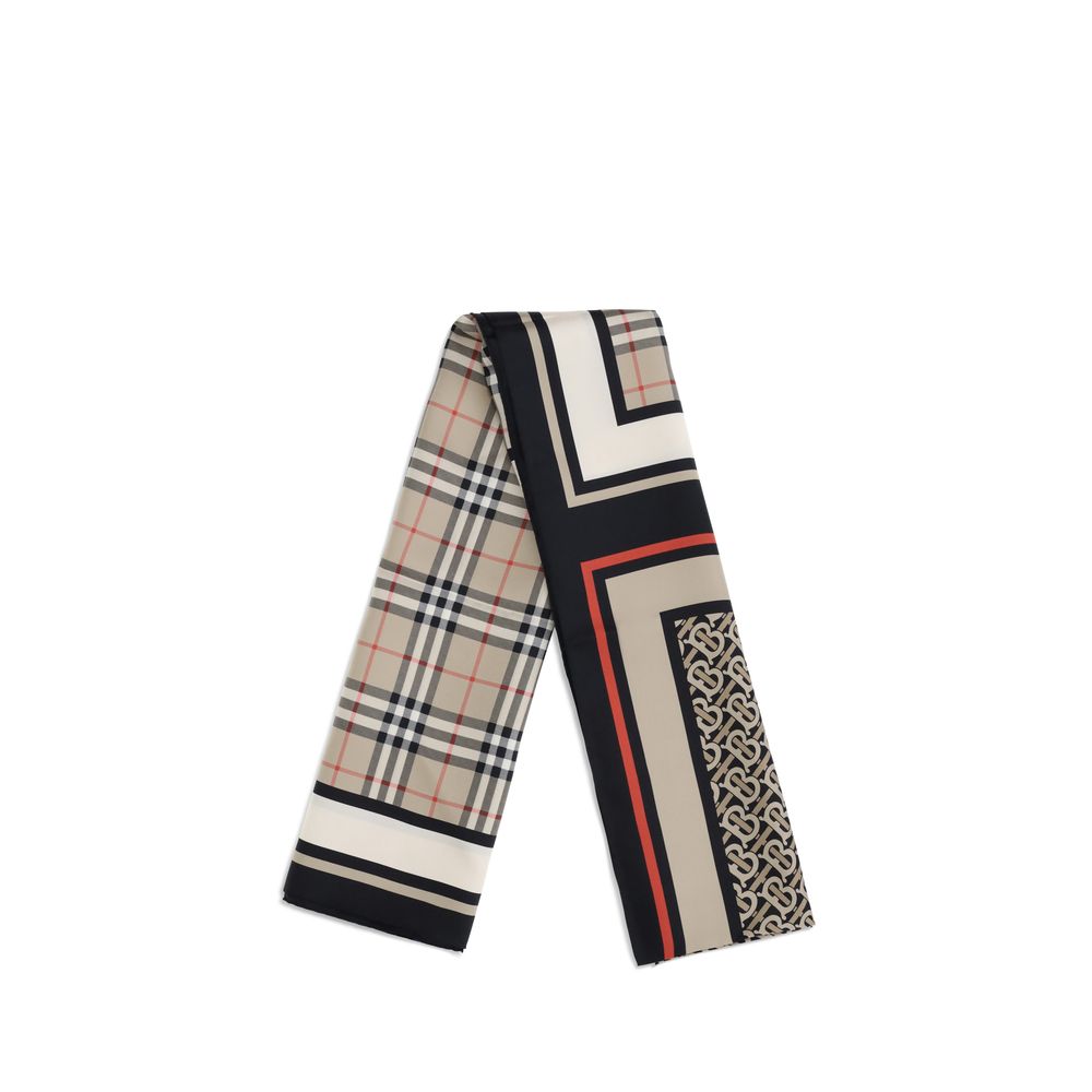 Print collage silk Scarf
