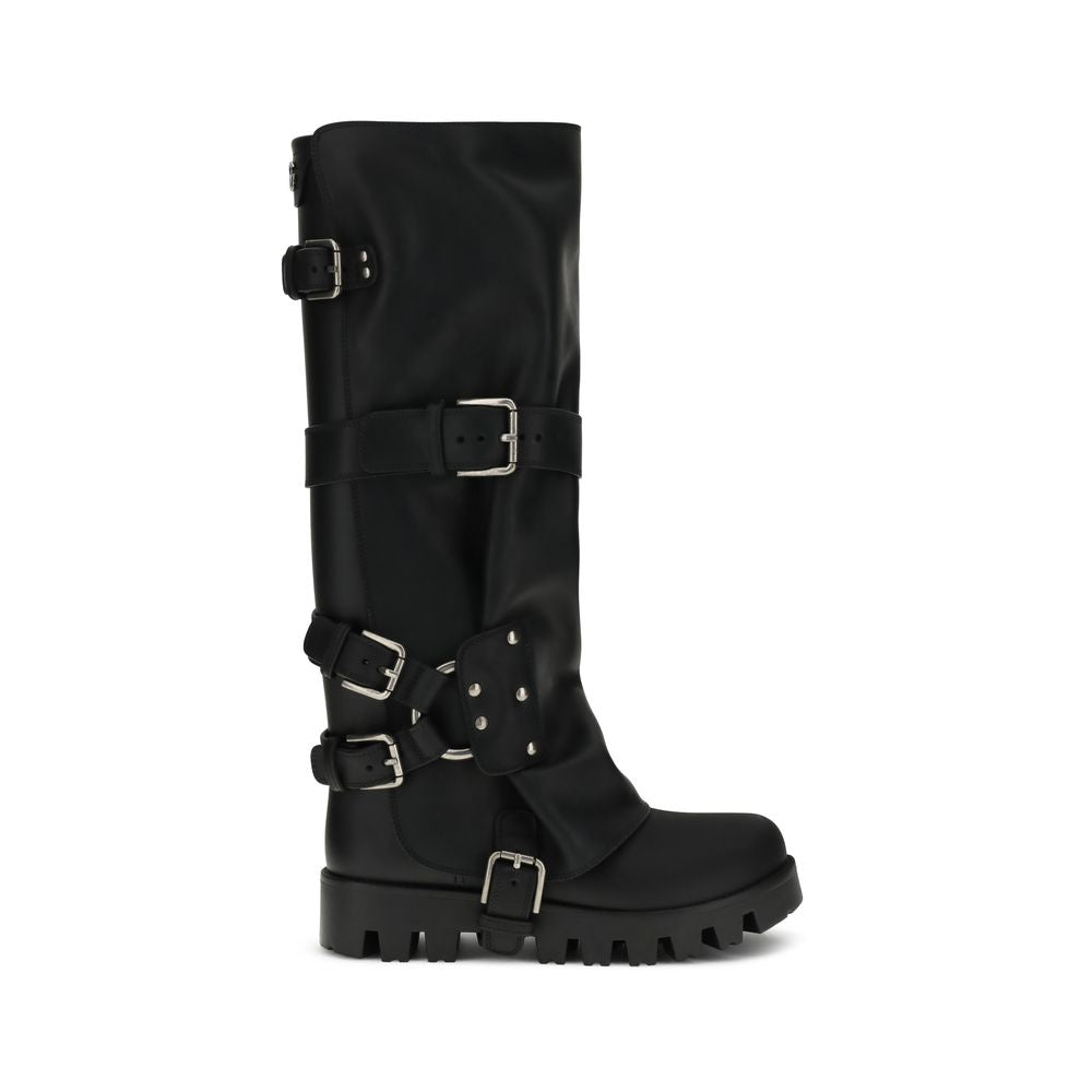 Rubber and leather high Boots