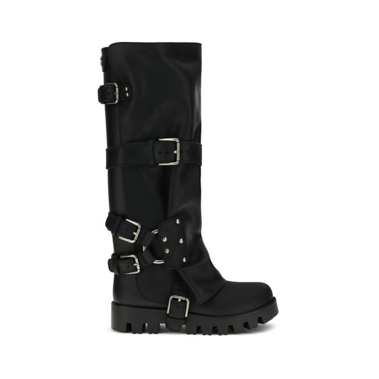 Rubber and leather high Boots