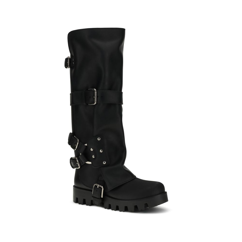 Rubber and leather high Boots