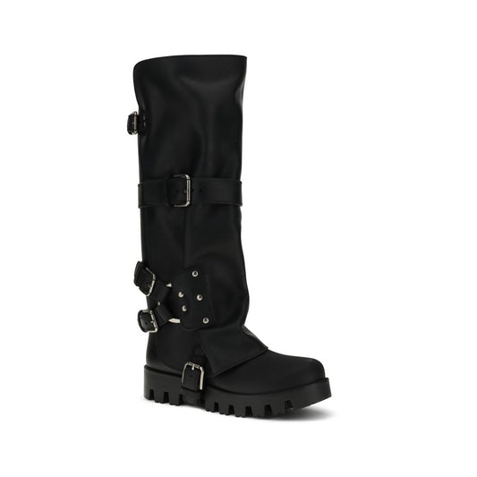 Rubber and leather high Boots