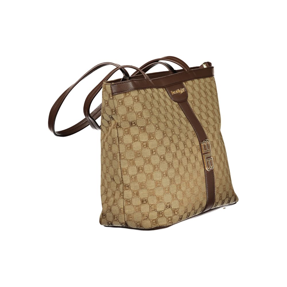 Beige Polyester Women Handbag