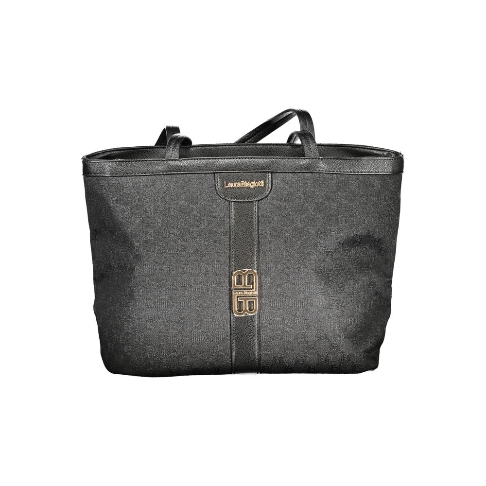 Black Polyester Women Handbag