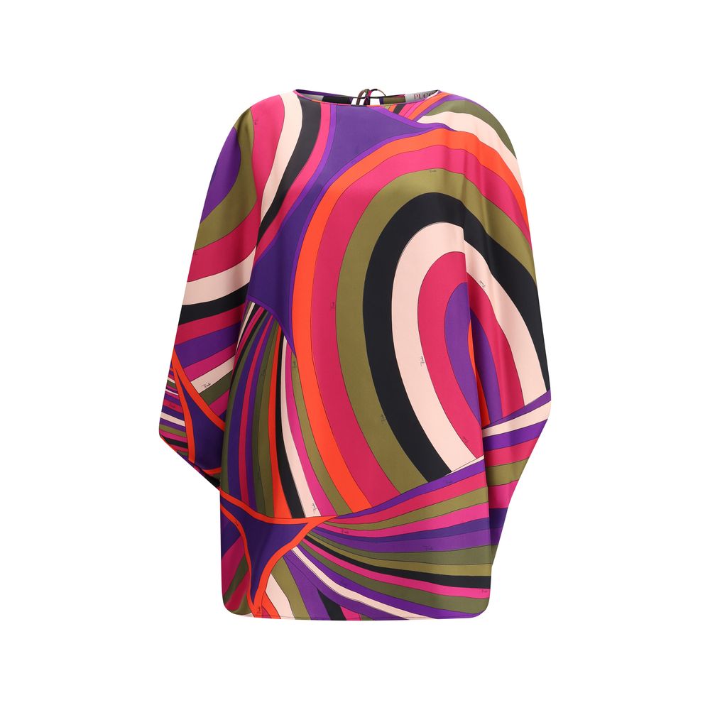 Short Caftan in silk with Marmo print