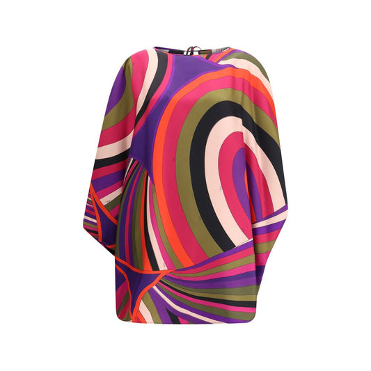 Short Caftan in silk with Marmo print