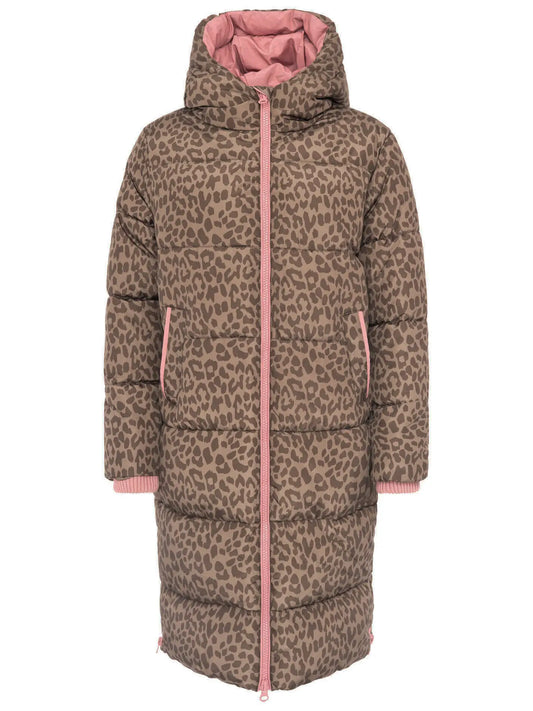 Langer Steppmantel "Leo AOP" Taupe