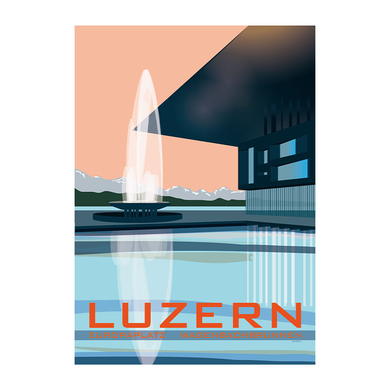 s.wert Postkarte Luzern Europaplatz Wagenbachbrunnen, A6