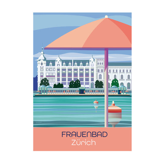 s.wert Postkarte Zürich Frauenbadi, A6