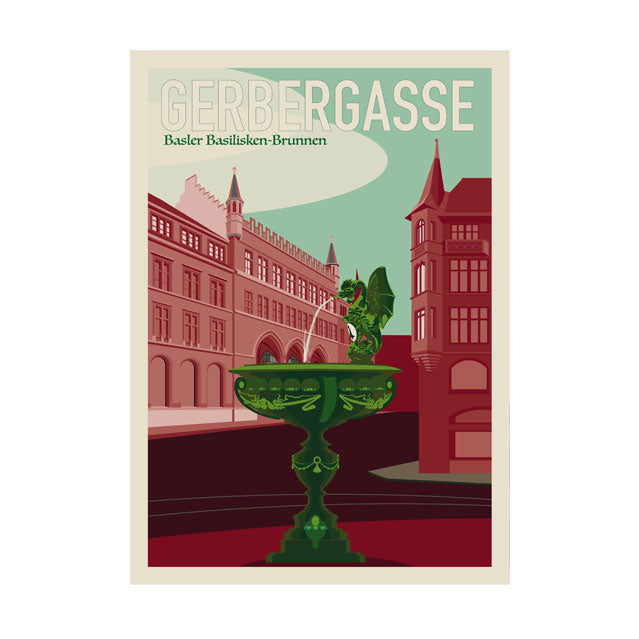 s.wert Postkarte Basel Gerbergasse Basilisk, A6