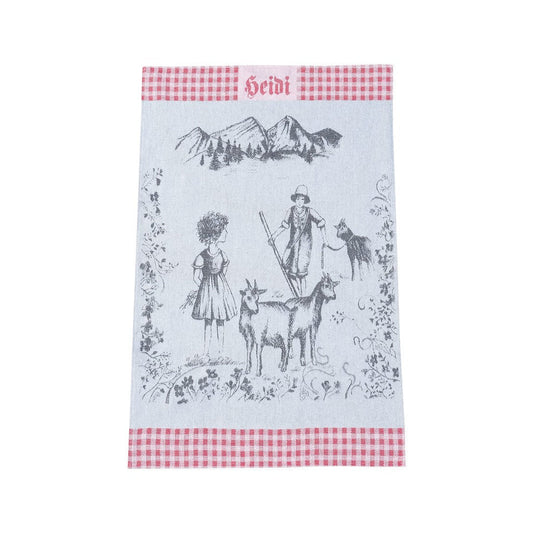 KULTSCHTOFF Geschirrtuch Heidi, Weiss-Rot