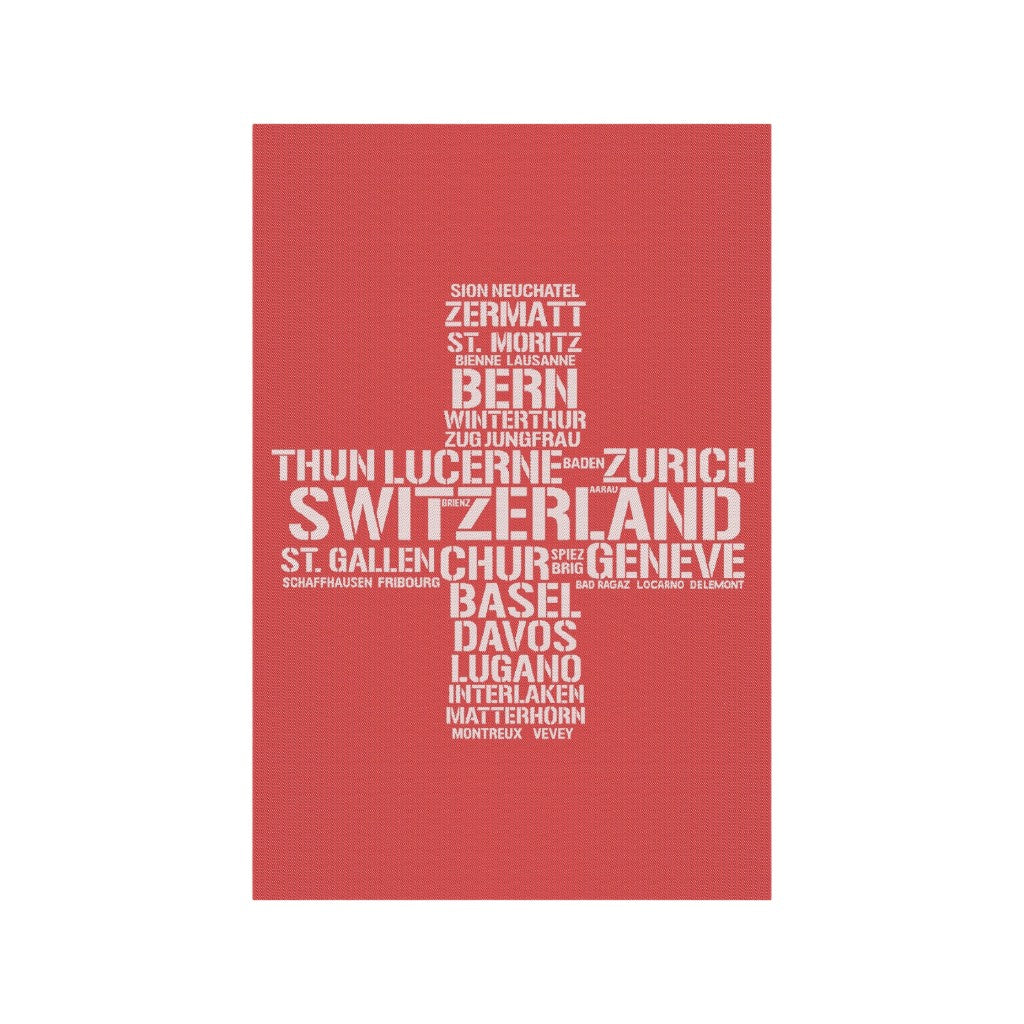 KULTSCHTOFF Küchentuch Swiss Cross Städte, Rot