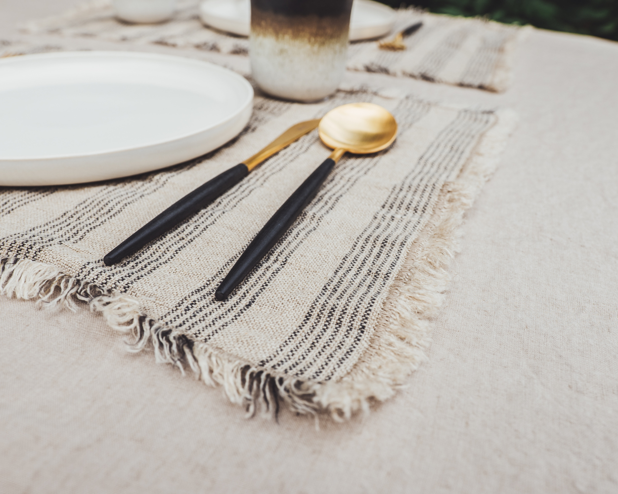soñho Finca Tischset 2er Set 35 x 50 blau gestreift