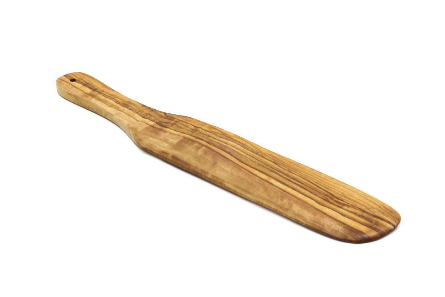 Olive wood crêpe/pancake flipper, long plain spatula