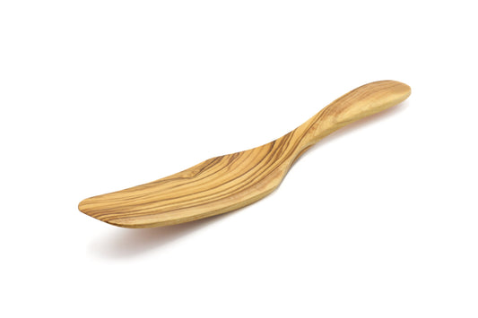 Long curved olive wood spatula, pan flipper