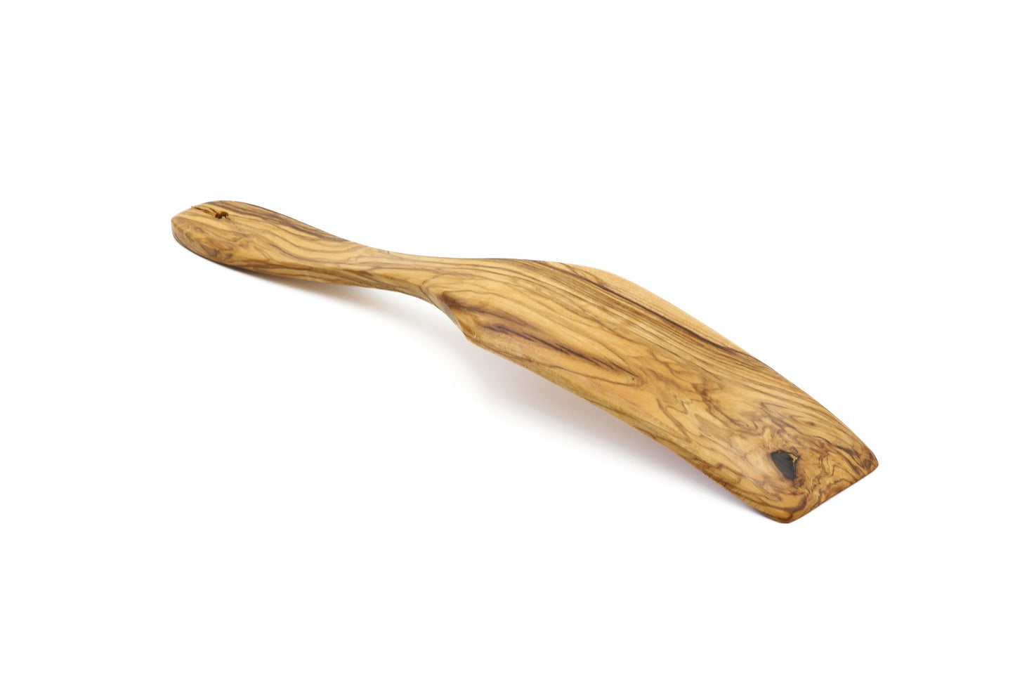 Long curved olive wood spatula, pan flipper