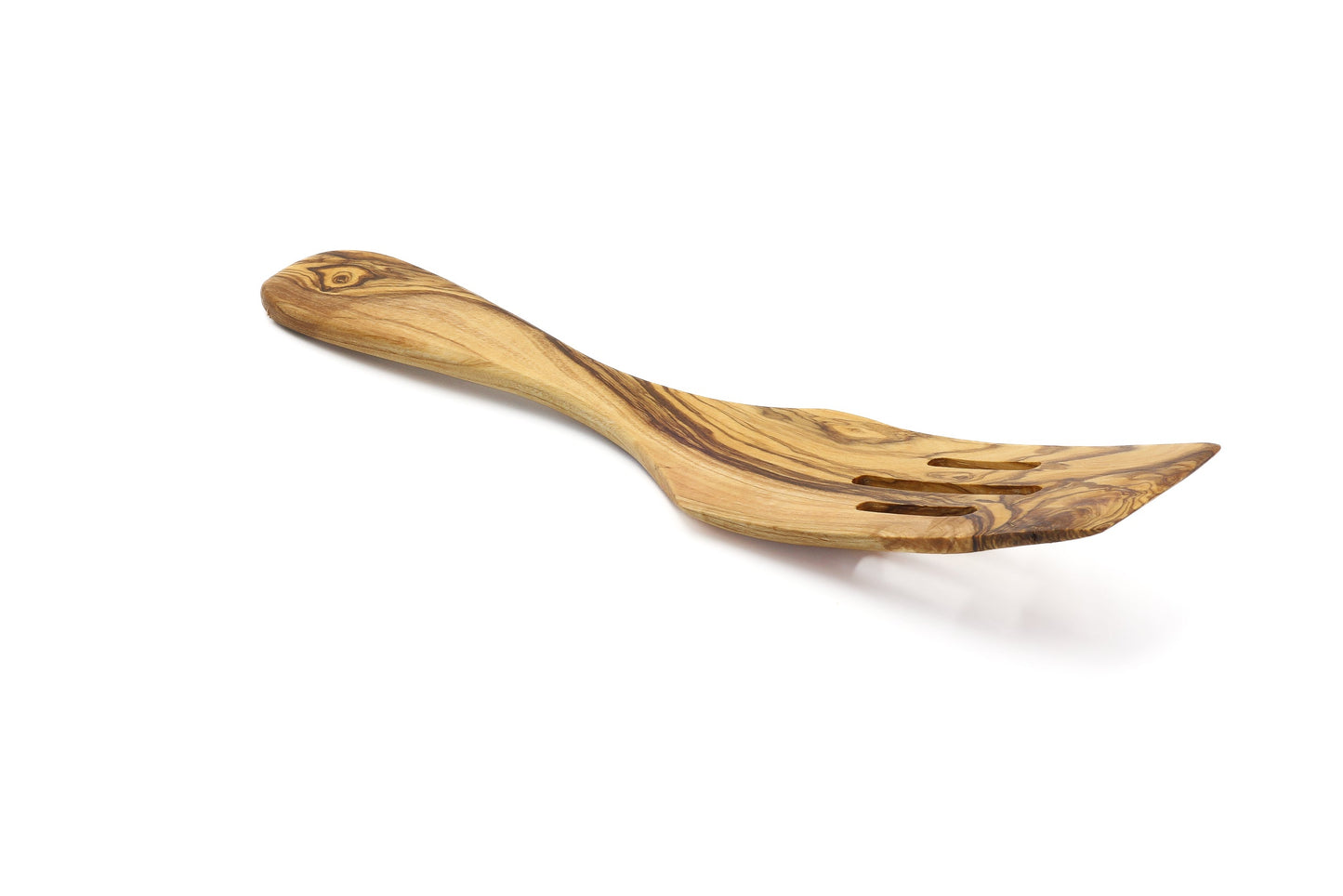 Long curved olive wood spatula, pan flipper