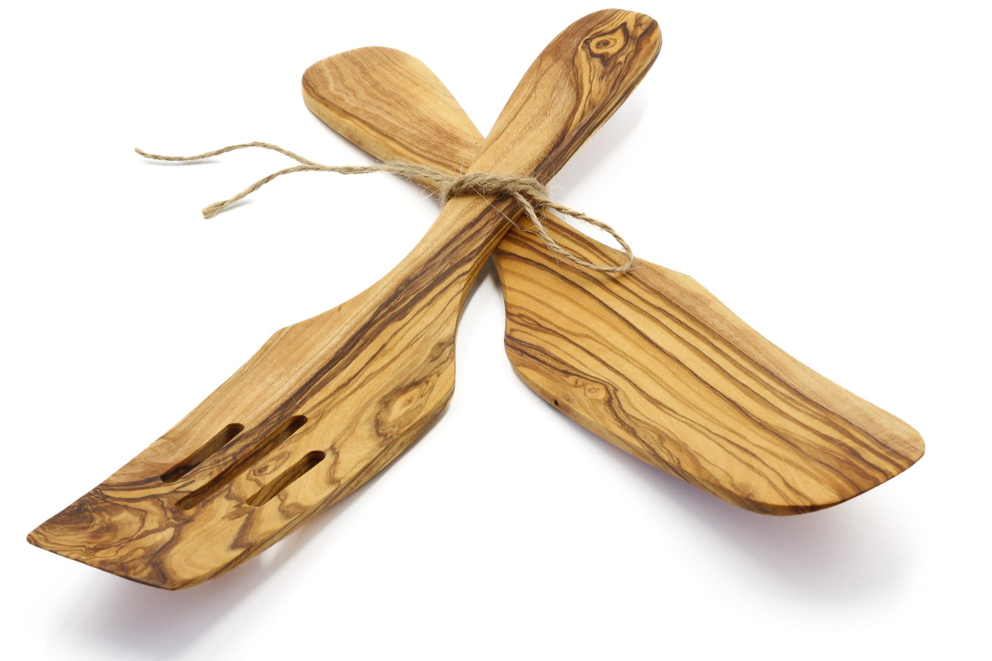 Long curved olive wood spatula, pan flipper