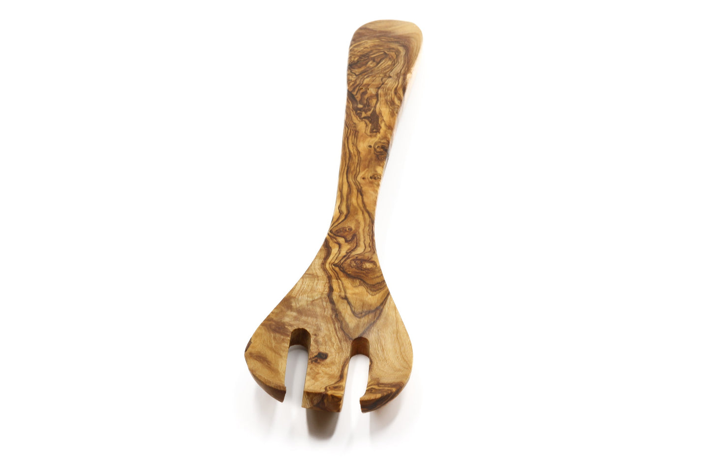 Olive wood forked spoon, salad server