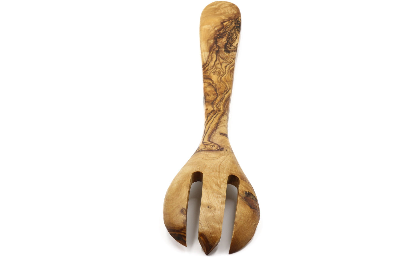 Olive wood forked spoon, salad server