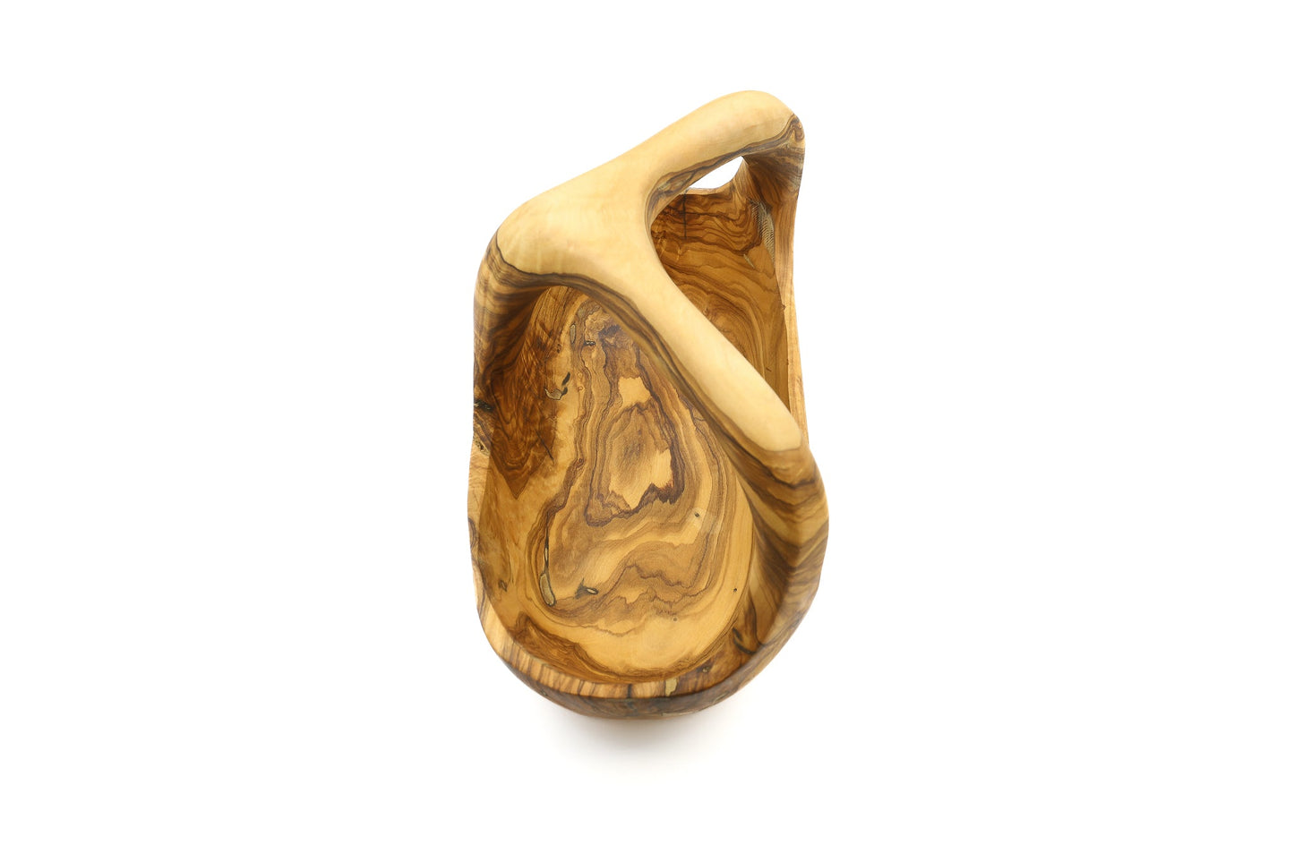 Olive wood fruit basket with handle