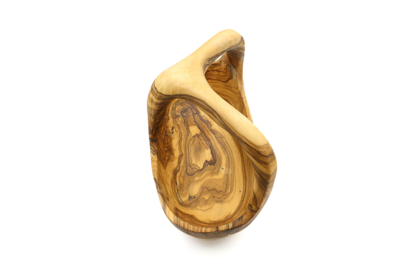 Olive wood fruit basket with handle
