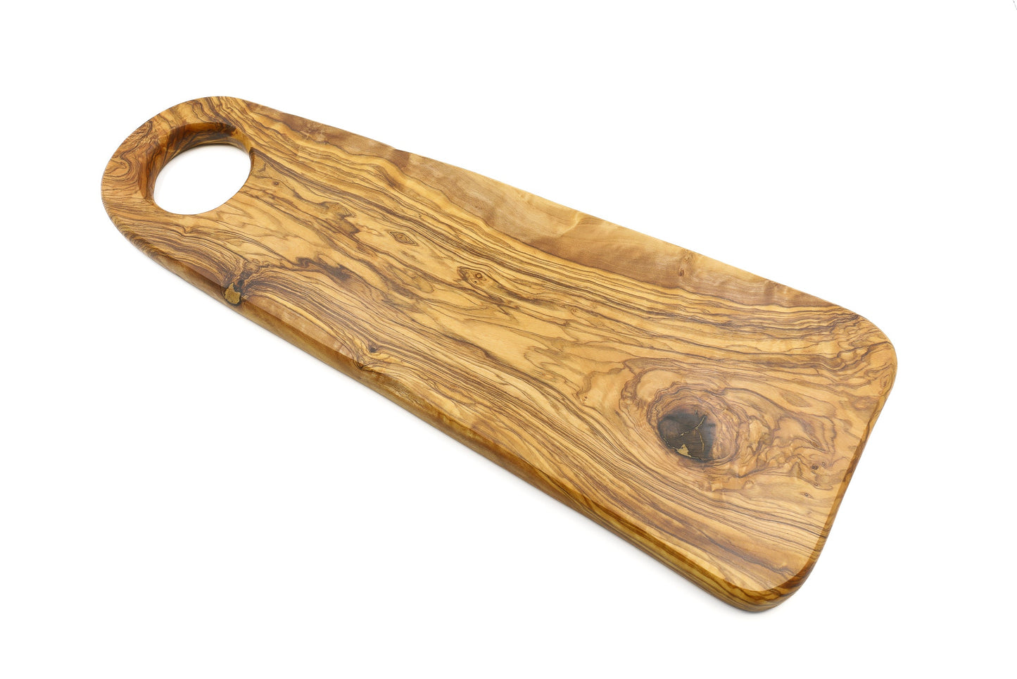 Oval olive wood serving board, fashionable form displaying board