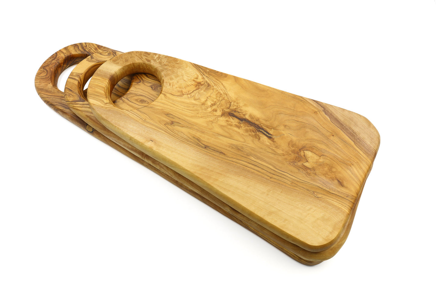 Oval olive wood serving board, fashionable form displaying board