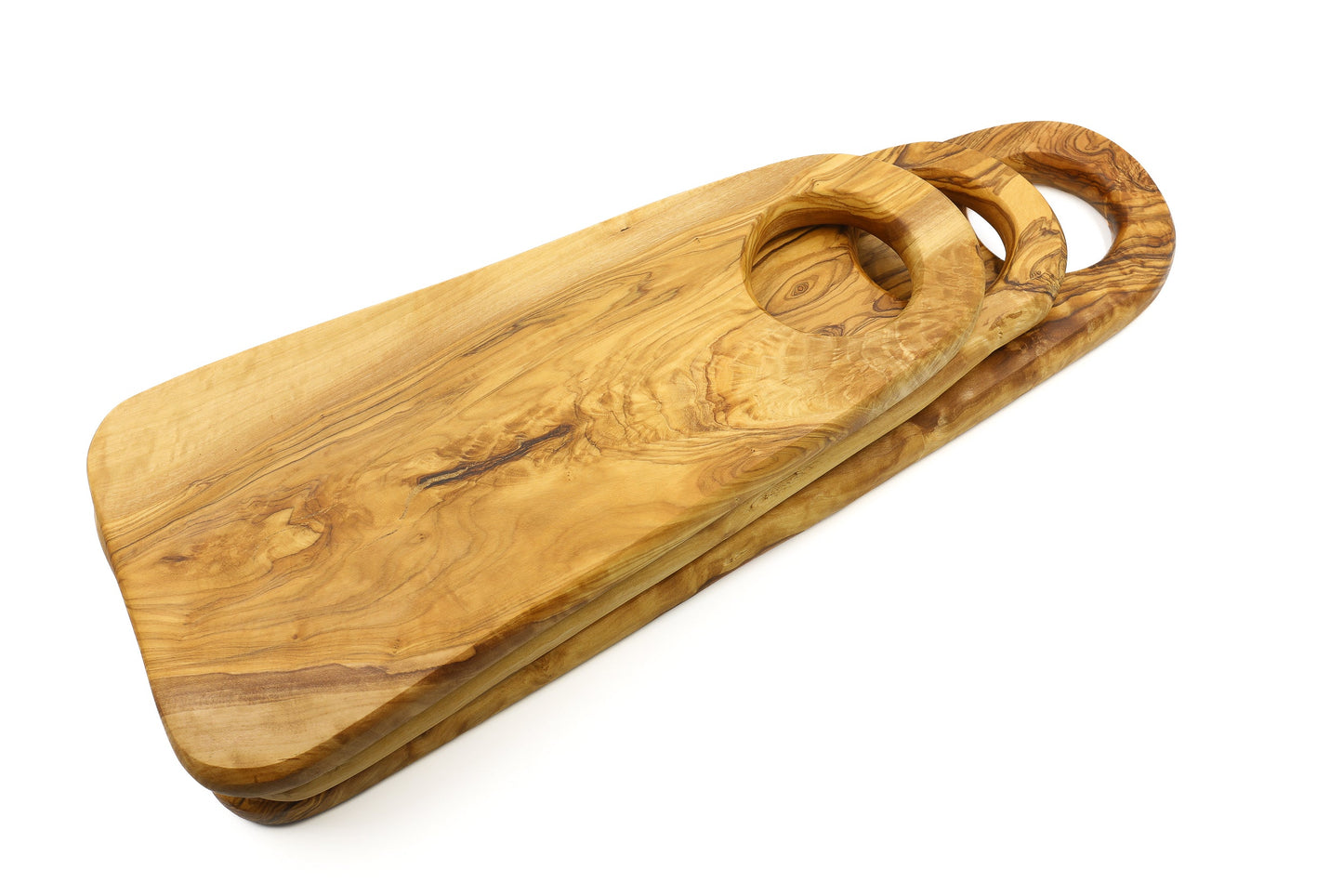 Oval olive wood serving board, fashionable form displaying board