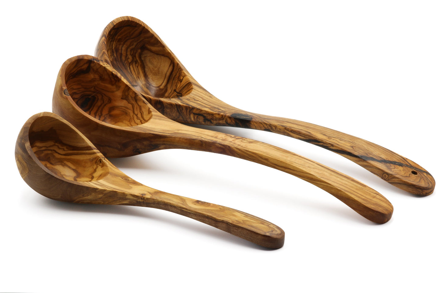 Olive wood ladle, soup spoon serving