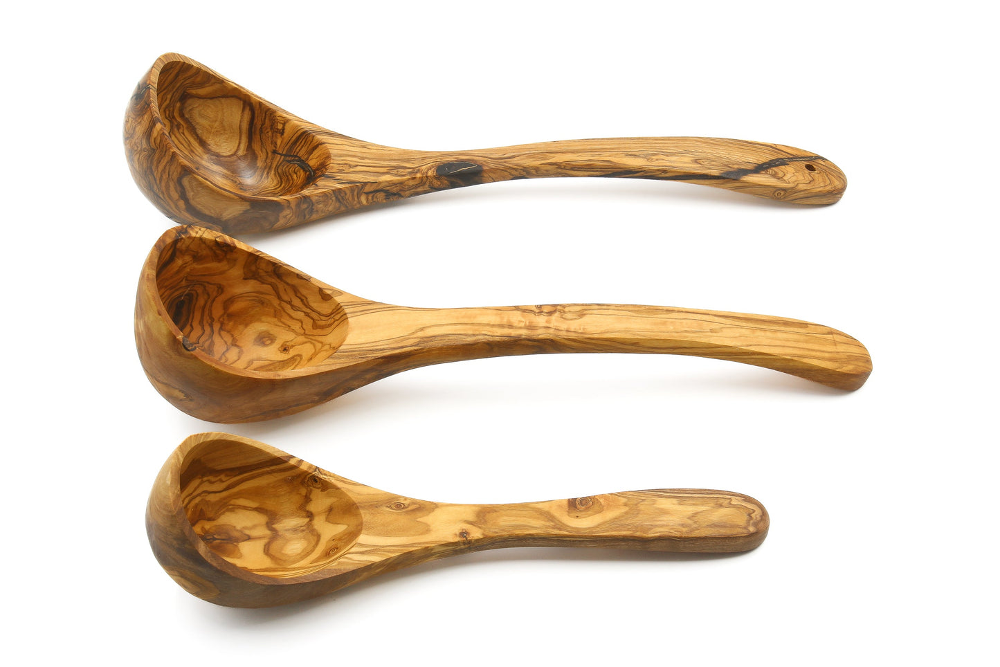 Olive wood ladle, soup spoon serving