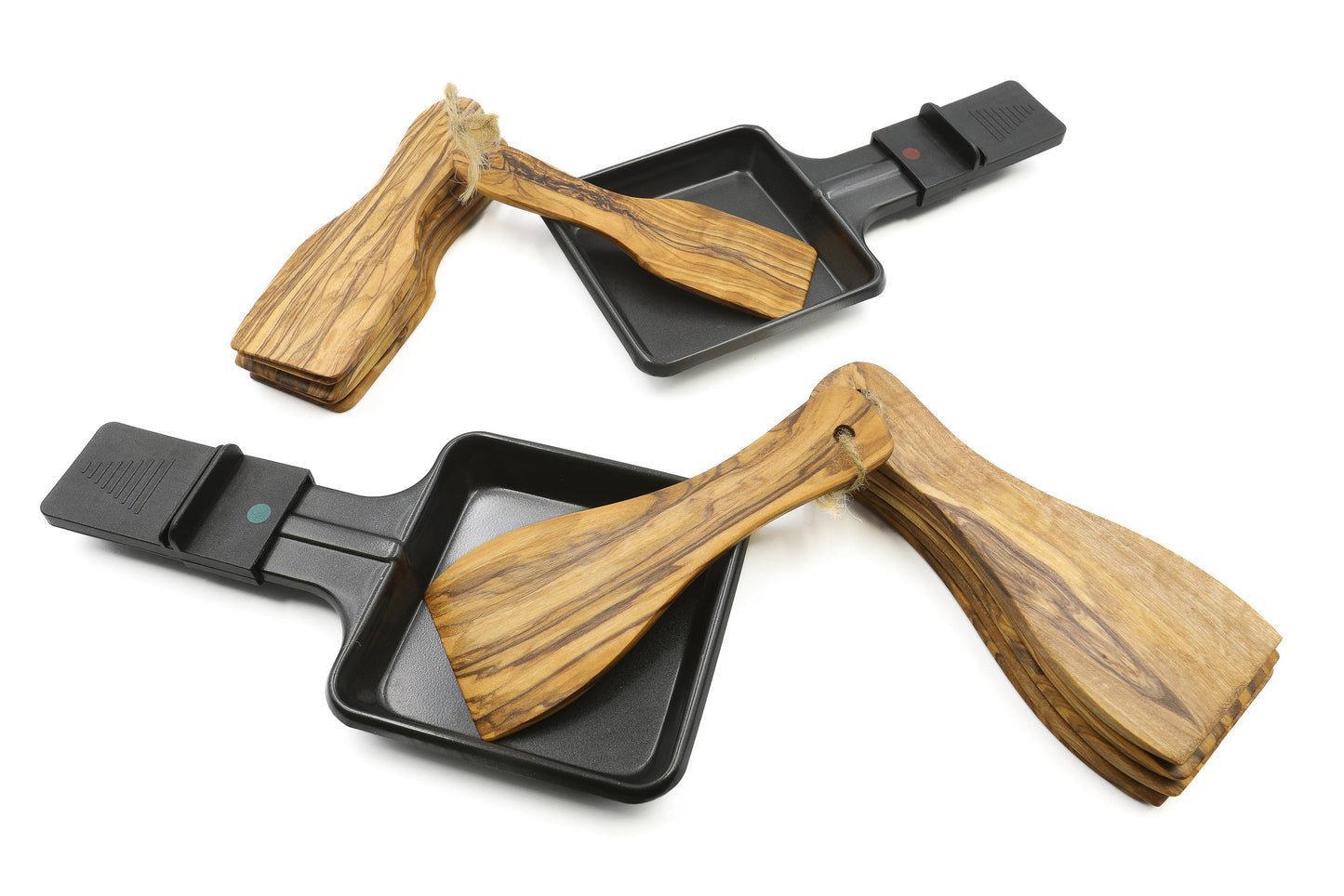 Olive wood spatulas for raclette, set of 6