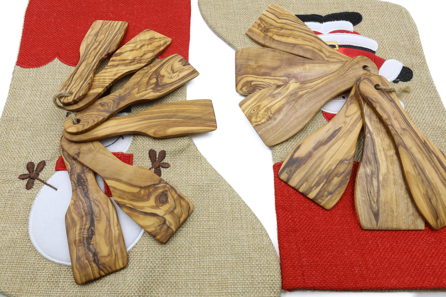 Olive wood spatulas for raclette, set of 6