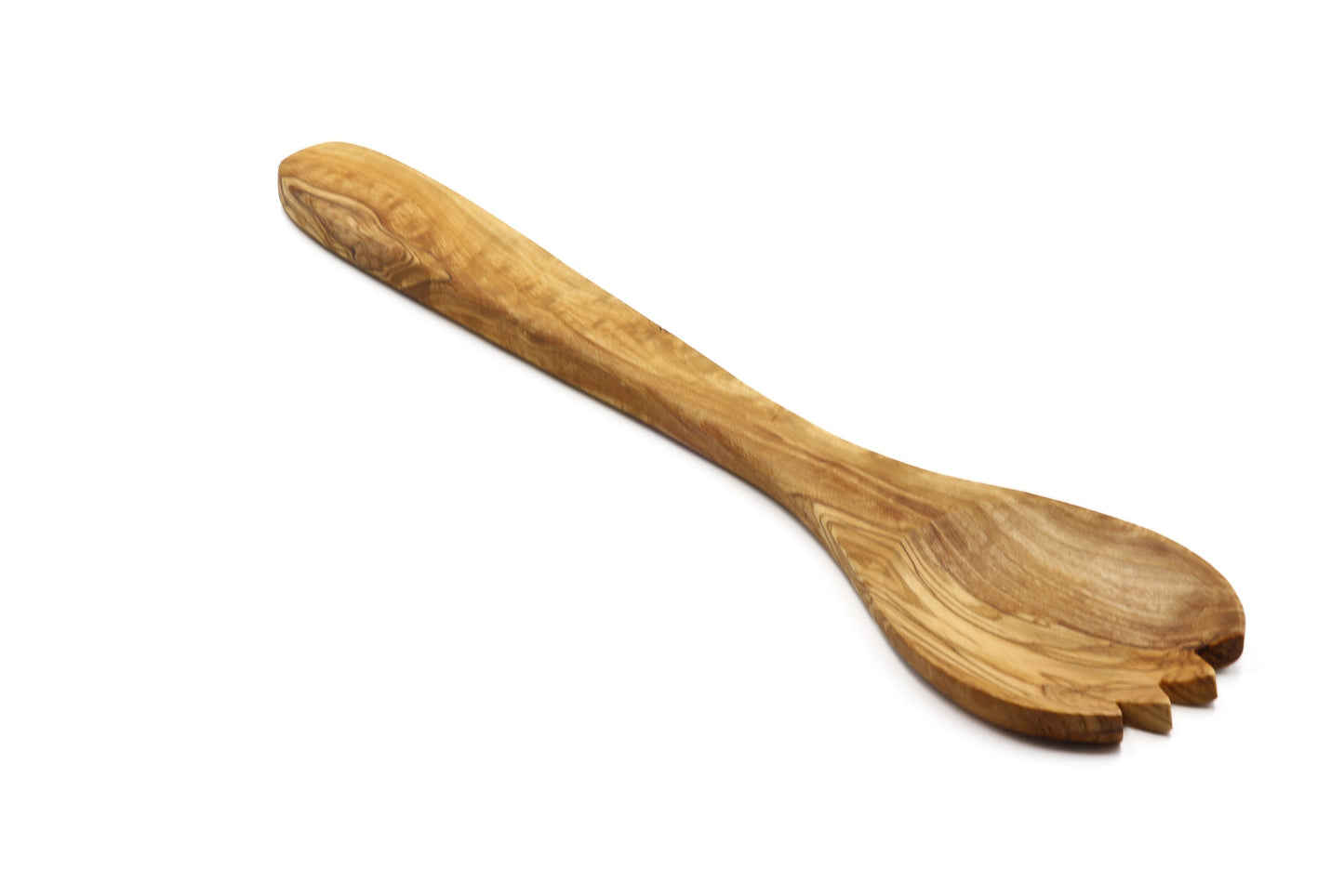Olive wood toothed spoon, salad server fork