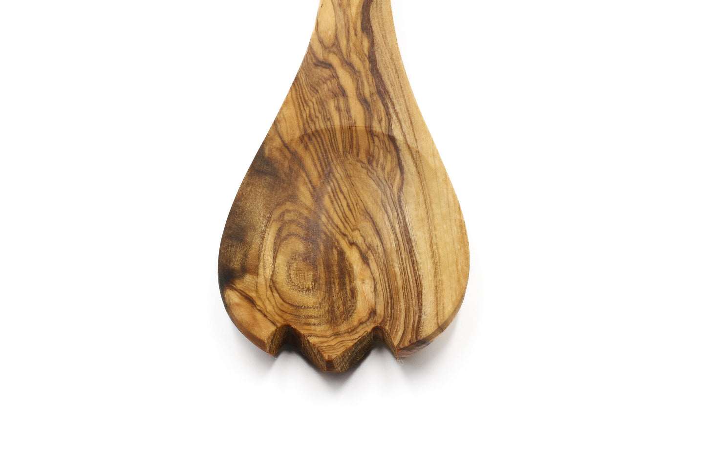 Olive wood toothed spoon, salad server fork