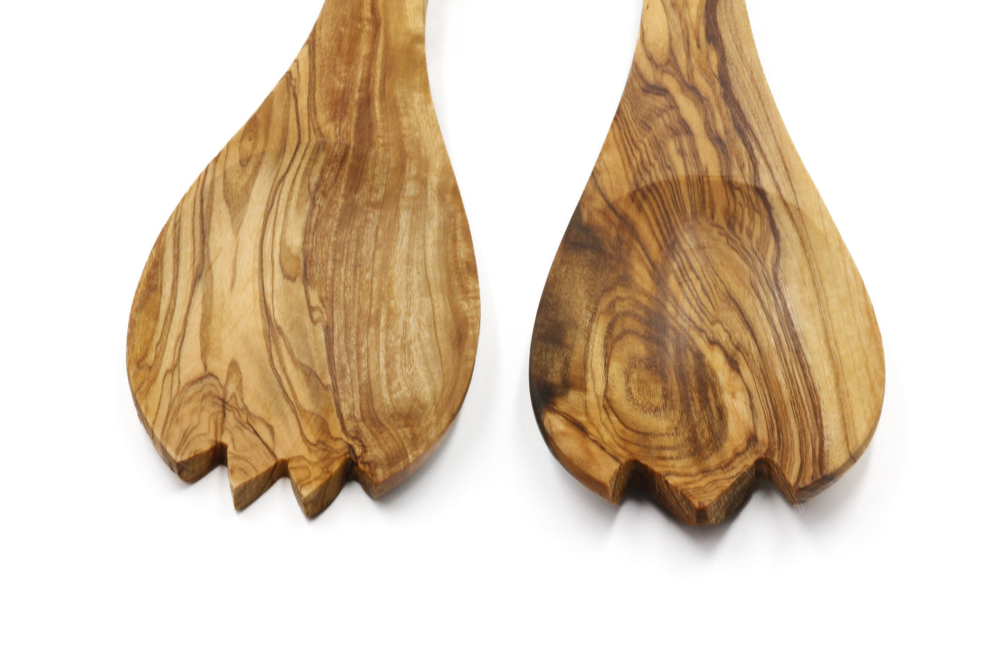 Olive wood toothed spoon, salad server fork