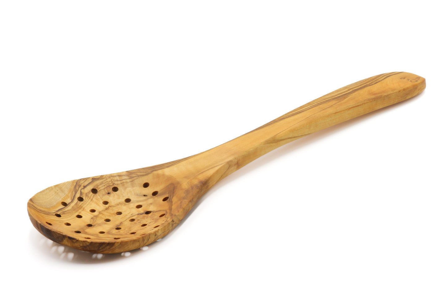 Olive wood strainer, skimmer, and serving spoon
